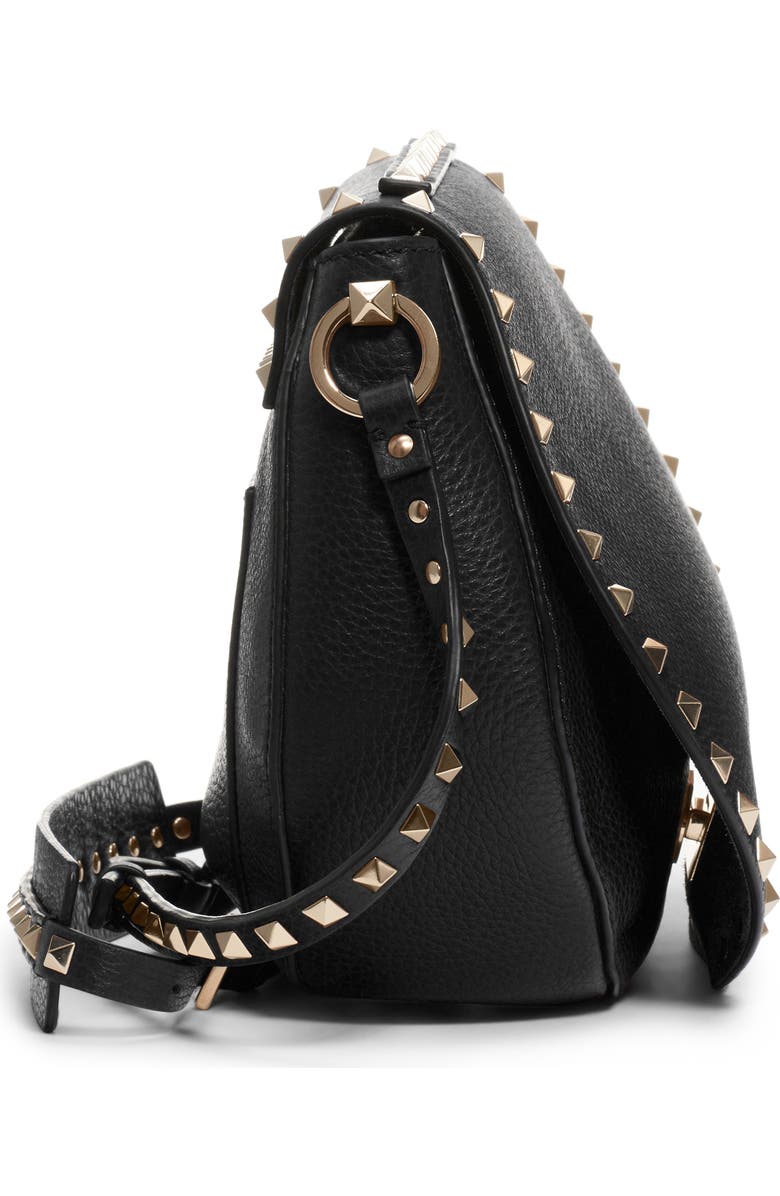 Valentino Garavani Small Rockstud Leather Saddle Bag, Alternate, color,