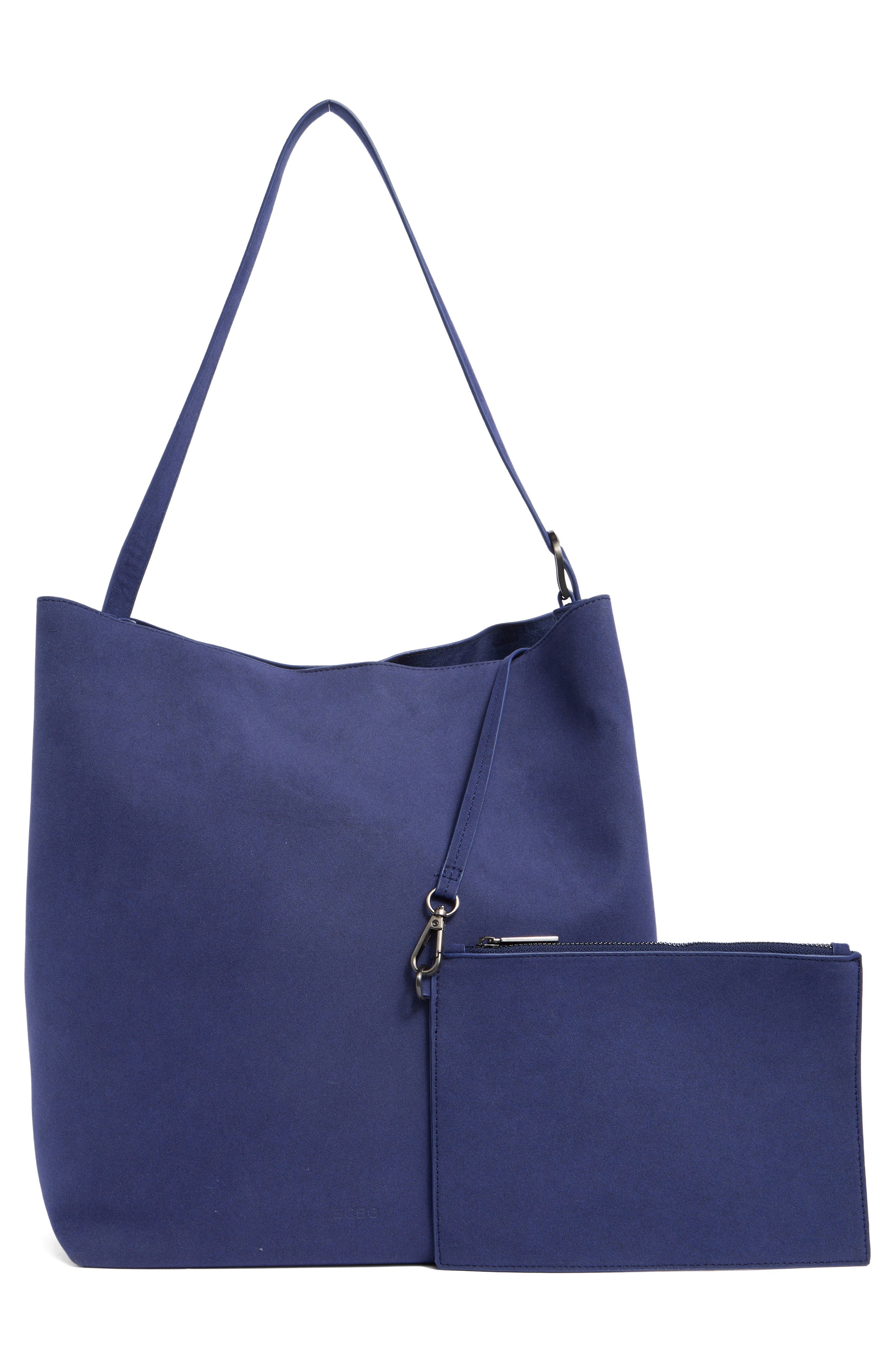 Slouchy Bucket Shoulder Bag with Pouch, Alternate, color, NAVY