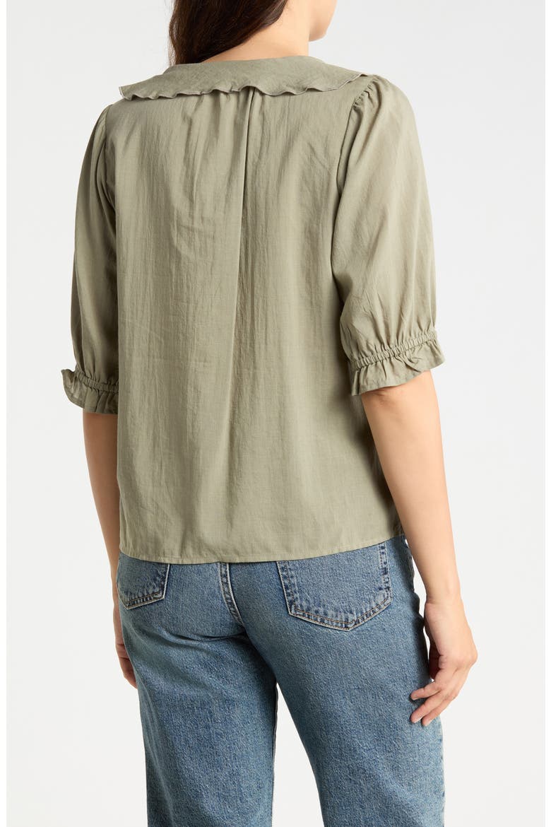 Romantic Ruffle Button-Up Shirt, Alternate, color, OLIVE GARNISH