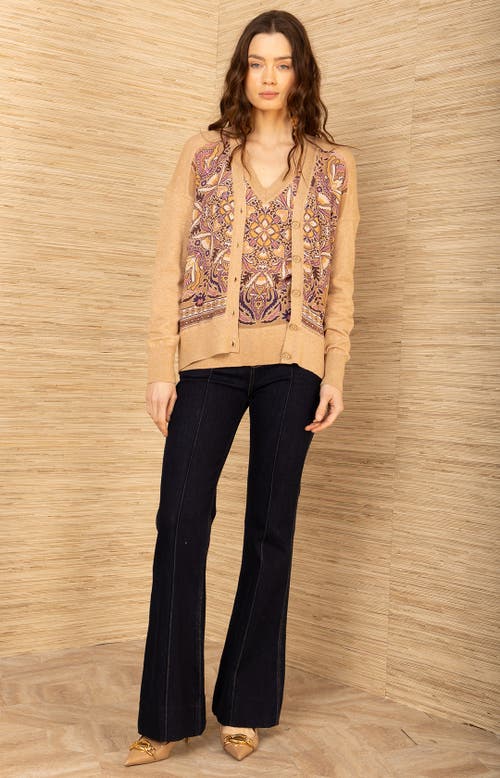 Hale Bob Scarlette Silk Cardigan In Neutral