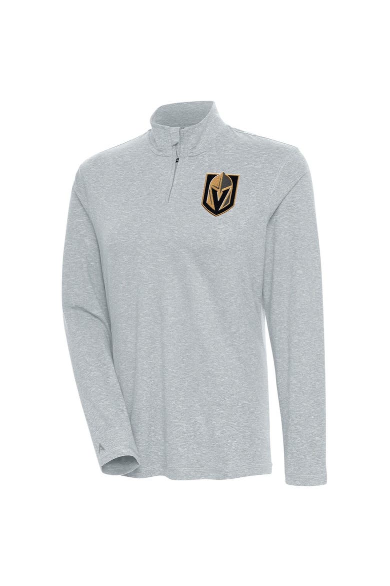 Women's Antigua  Heather Gray Vegas Golden Knights Confront Quarter-Zip Pullover Top, Main, color, Heather Gray