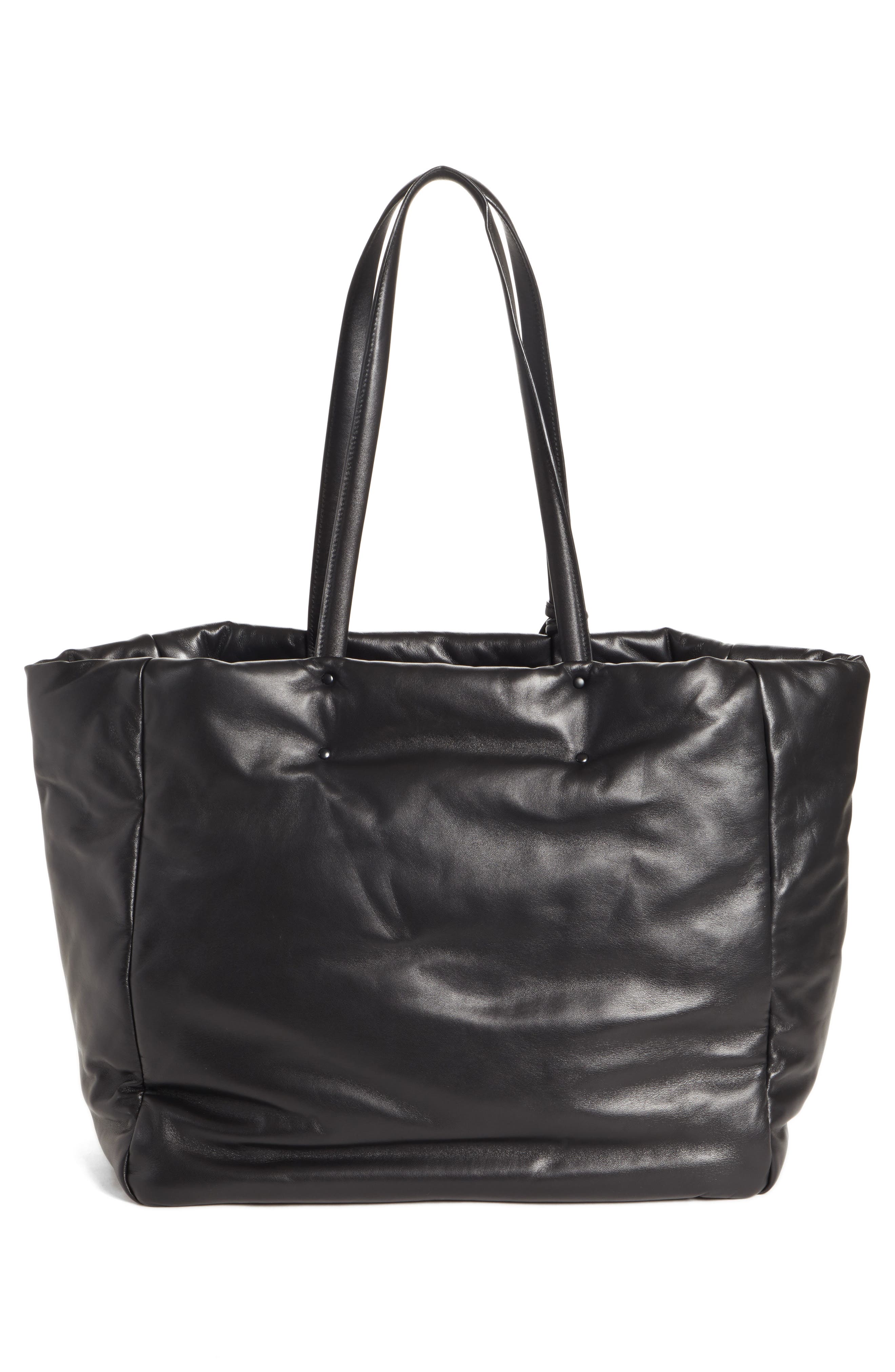 Nappy Calfskin Leather Tote, Alternate, color, NERO/ COBALTO
