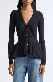 STAUD Jamie Ruffle Hem Cardigan