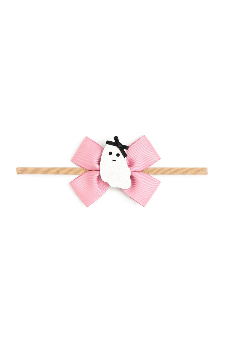Sweet Ghost Halloween Grosgrain Bow Baby Headband, Main, color, Pink