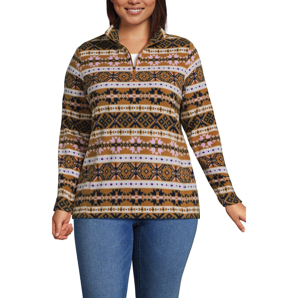 Lands' End Anyweather Fleece Quarter Zip Pullover In Multi