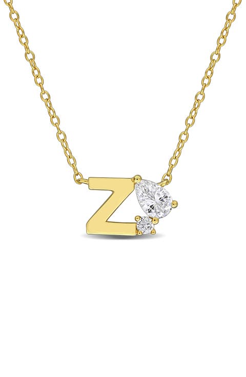 Initial Lab Created White Sapphire Pendant Necklace