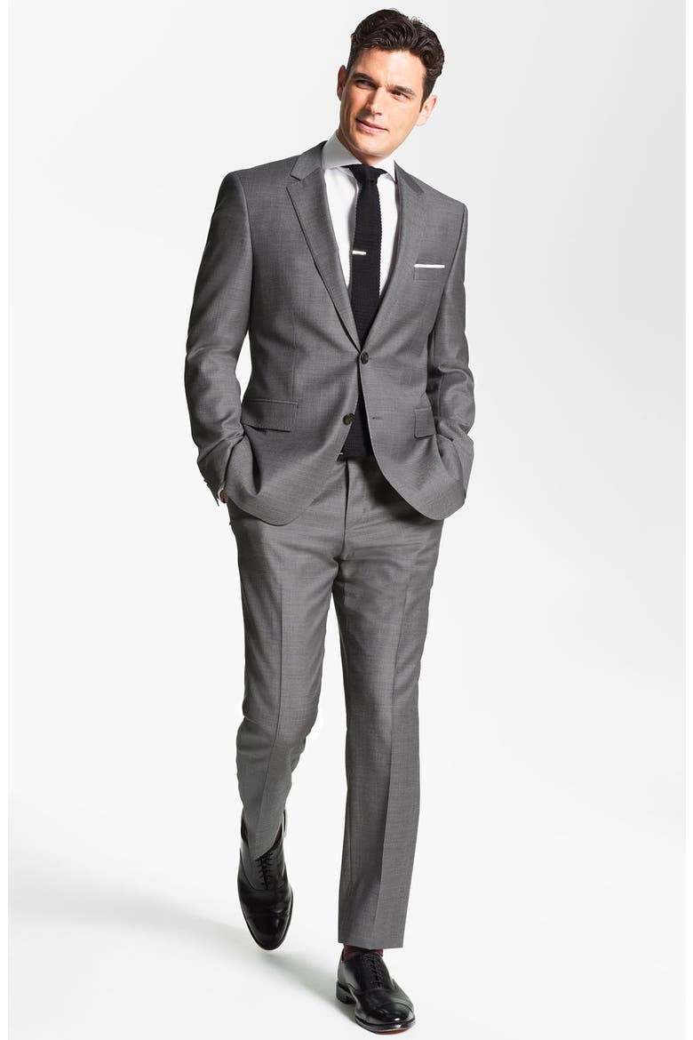 HUGO BOSS 'James/Sharp' Trim Fit Wool Suit, Main, color, GREY