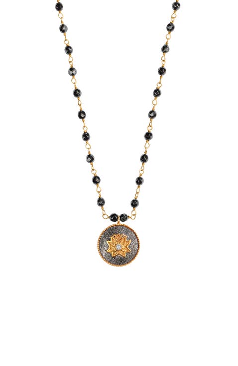 Hematite Lotus Gold Plated Beaded Necklace Enlightenment Hope