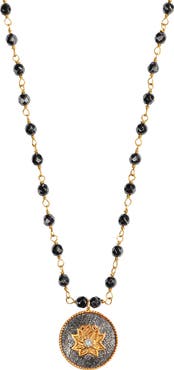 Karma and Luck Hematite Lotus Gold Plated Women's Beaded Necklace - Enlightenment Hope