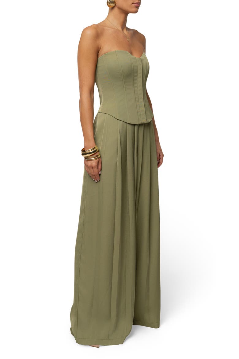 Clara Pleated Wide Leg Trousers, Alternate, color, GREEN