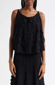 Emporio Armani Pleated Mixed Media Tank