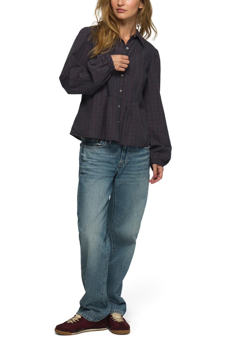 Pintucked Cotton Shirt, Alternate, color, BLUE GREEN PLAID