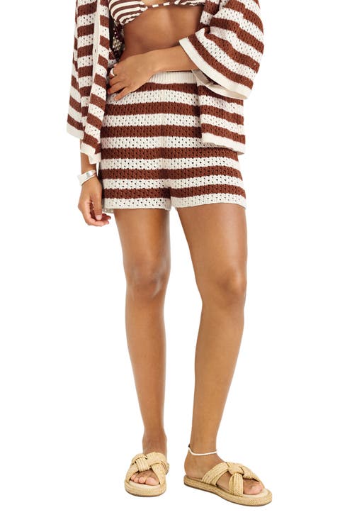Marea Stripe Cotton Pointelle Shorts