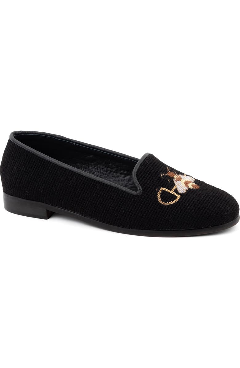 ByPaige Needlepoint Bee Flat, Main, color, Black