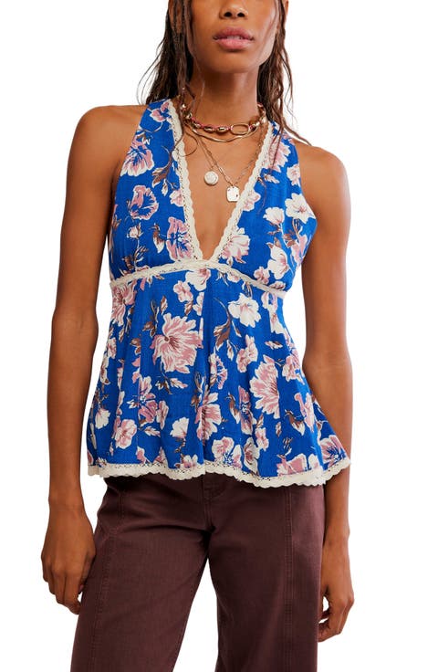 Rome Printed Lace Trim Tank