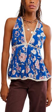 Free People Rome Printed Lace Trim Tank