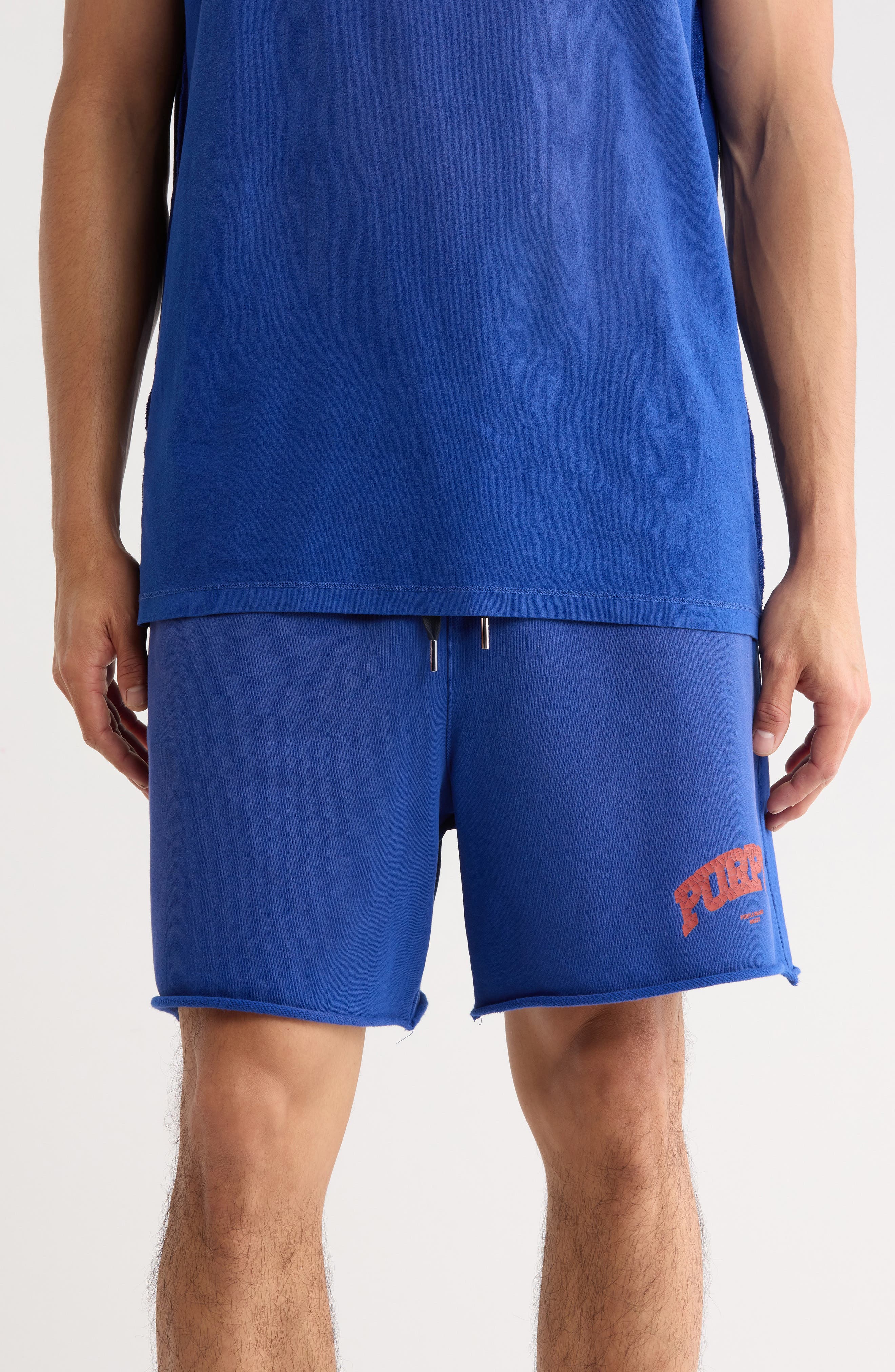 PURPLE BRAND Logo Cotton Fleece Shorts