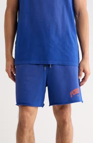 PURPLE BRAND Logo Cotton Fleece Shorts