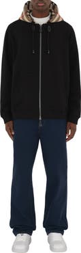 Burberry Check Hood Cotton Zip Hoodie