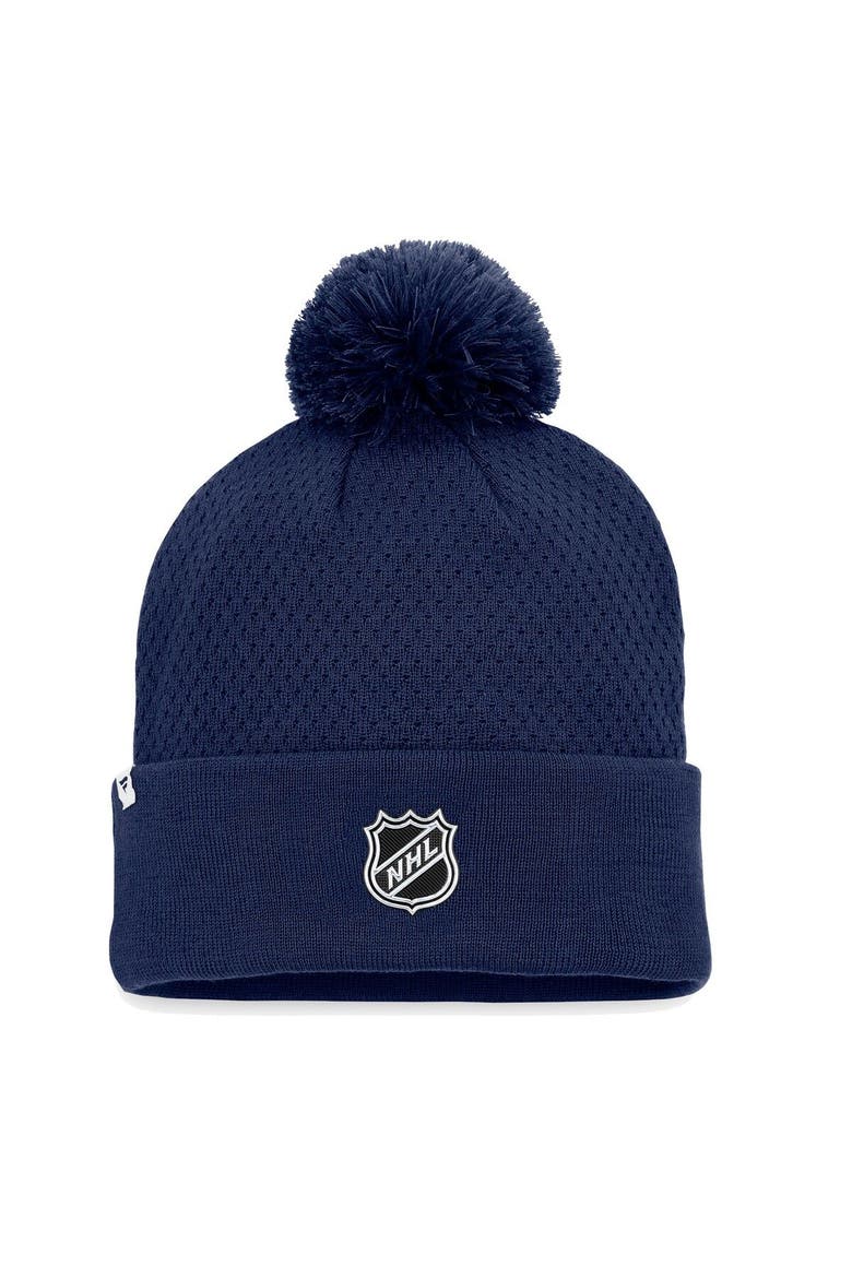 Women's Fanatics Branded Navy Washington Capitals Authentic Pro Road Cuffed Knit Hat with Pom, Alternate, color, Navy