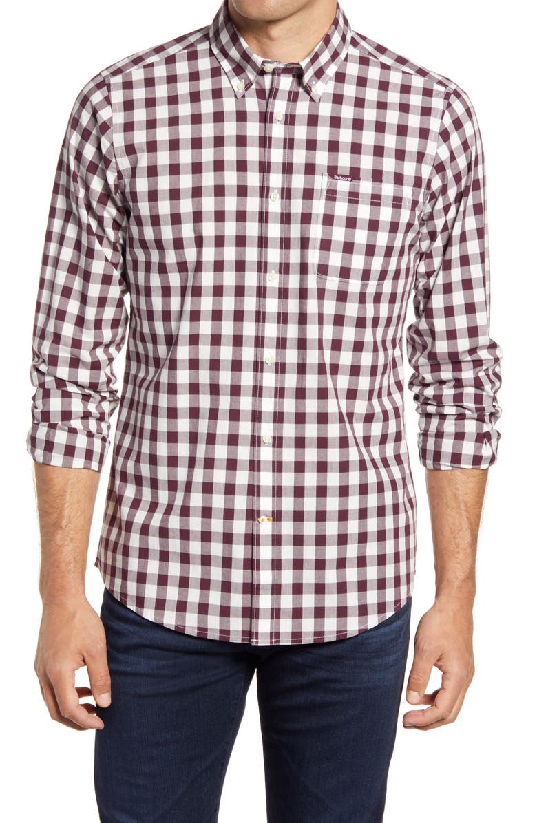 Barbour Gingham 25 Tailored Fit Button-Down Shirt, Main, color,
