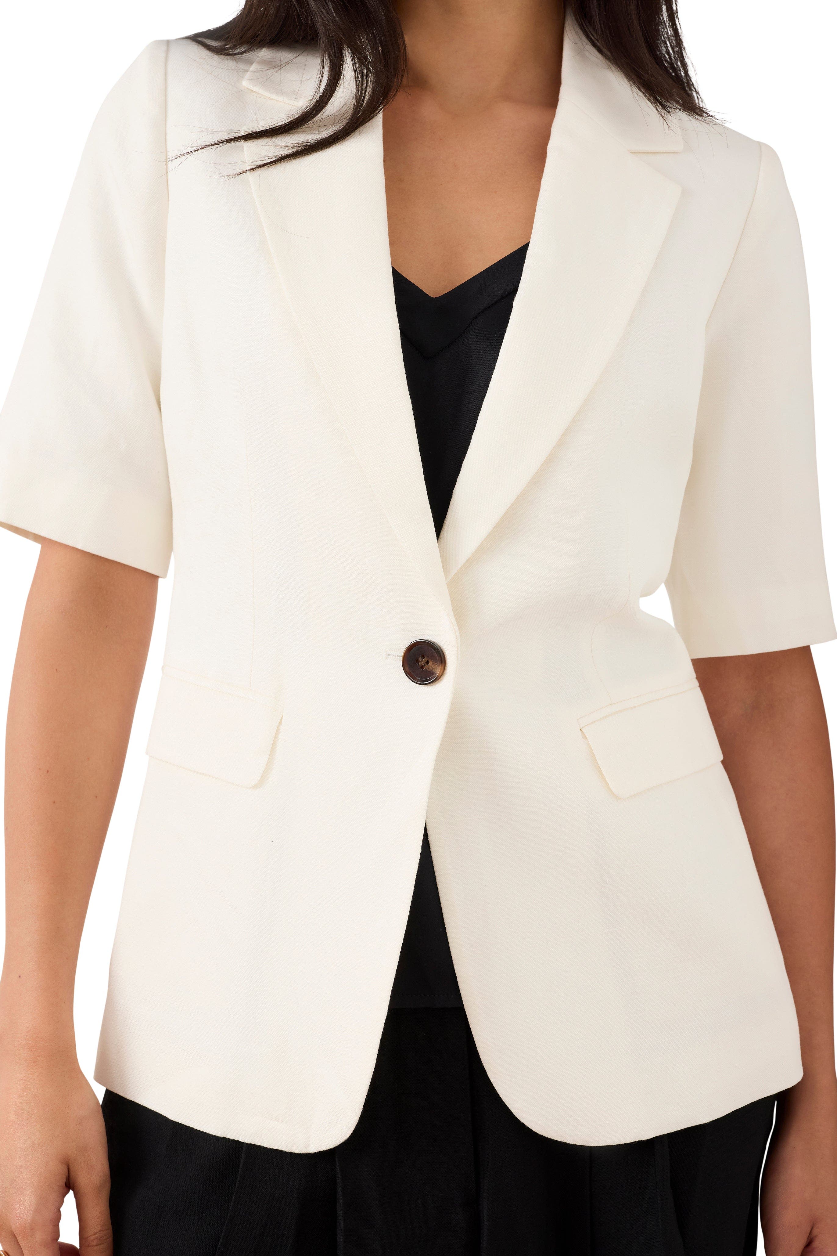 Linen Blend Short Sleeve Blazer - image 2