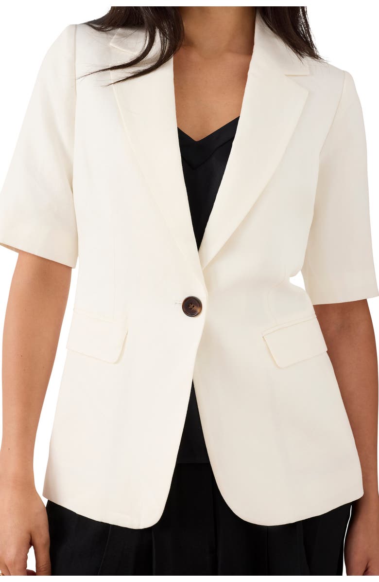 MINT VELVET Linen Blend Short Sleeve Blazer, Alternate, color, Cream