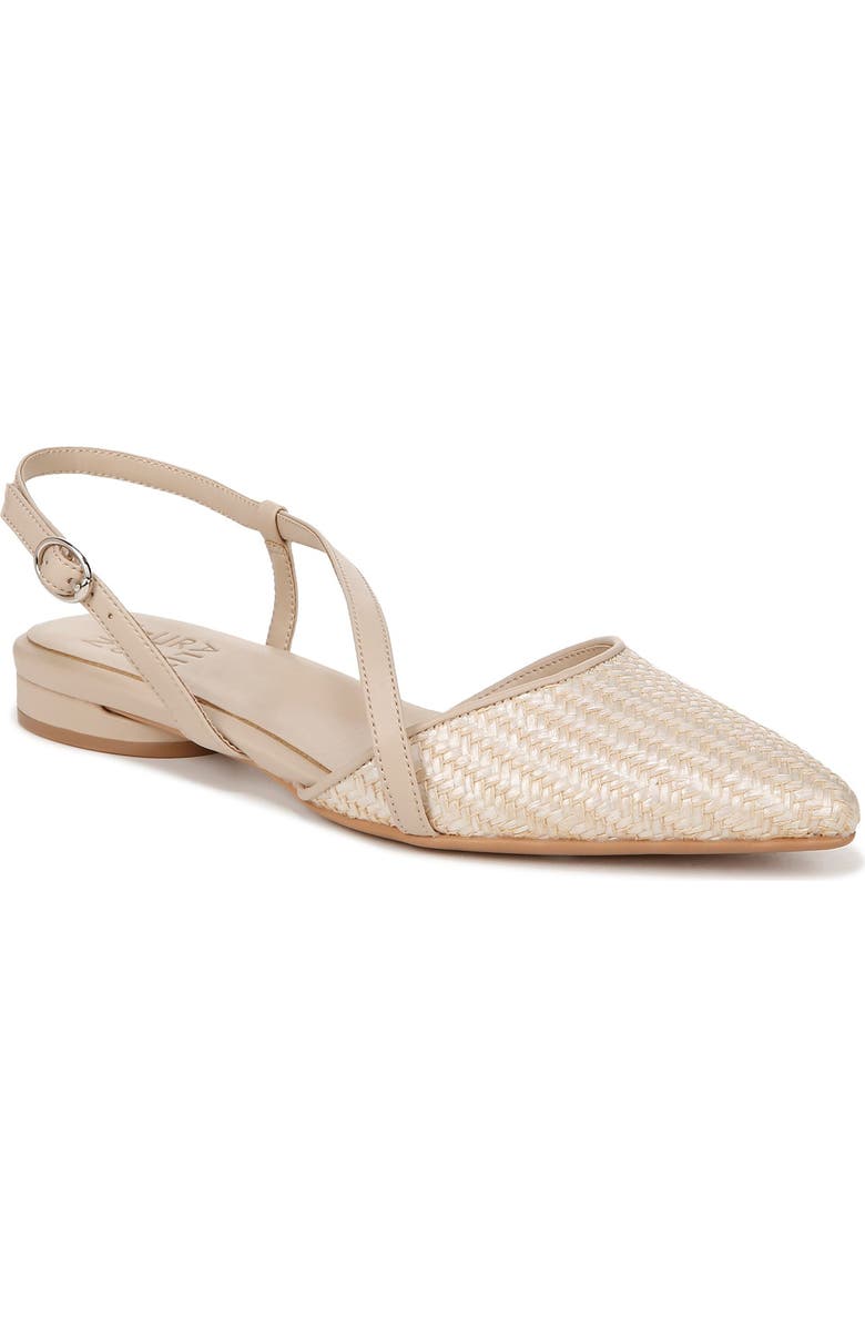 Naturalizer Hawaii Pointed Toe Slingback Flat, Main, color, Opal Natural / Tan Fabric