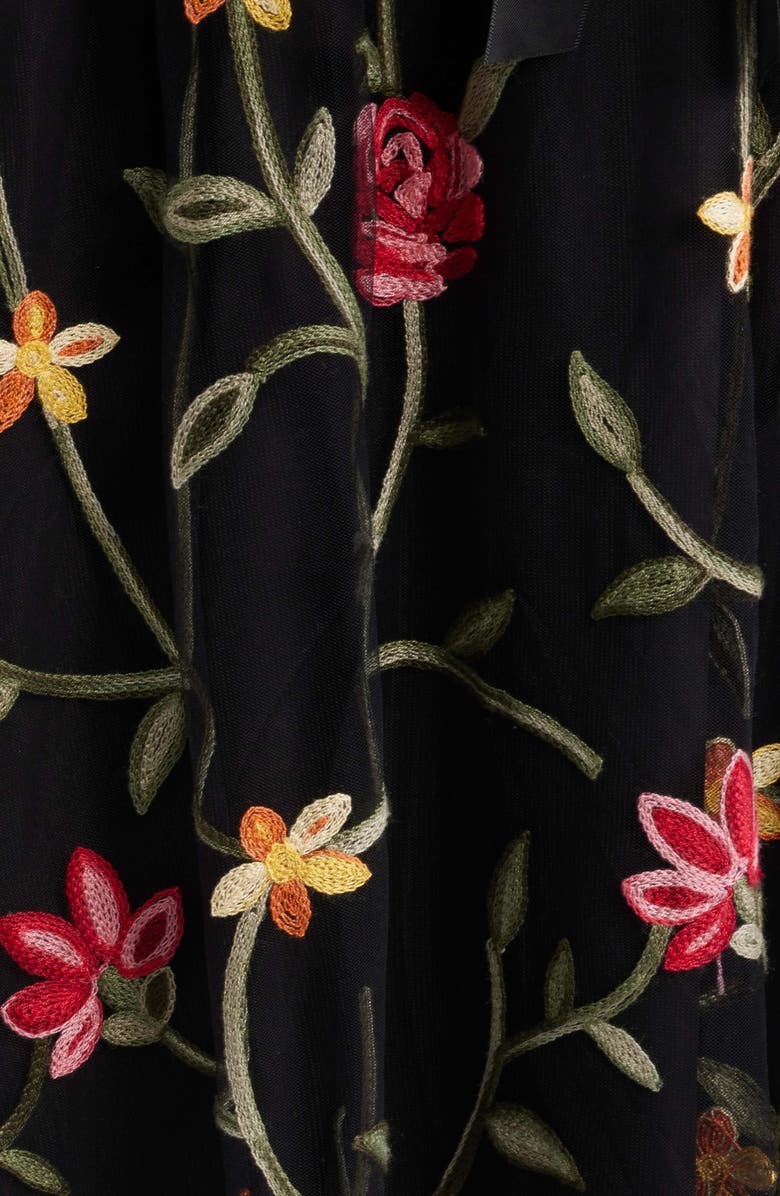 Tahari ASL Floral Embroidered Sleeveless Midi Dress, Alternate, color, Black Multi