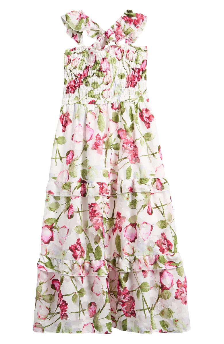 Ava & Yelly Kids' Printed Burnout Chiffon Maxi Sundress, Alternate, color, Off White