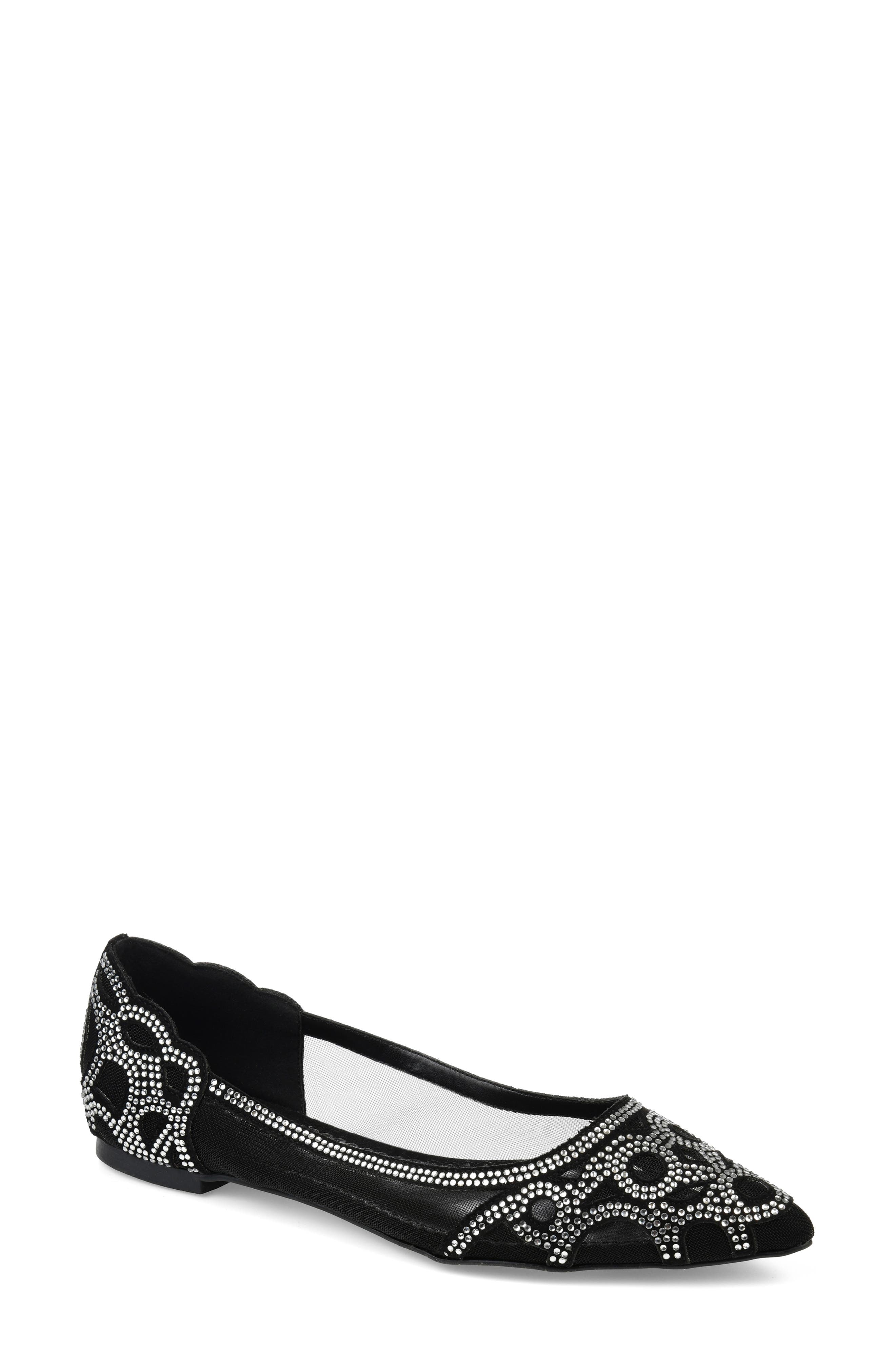 Journee Collection Batavia Rhinestone Flat, Main, color, Black