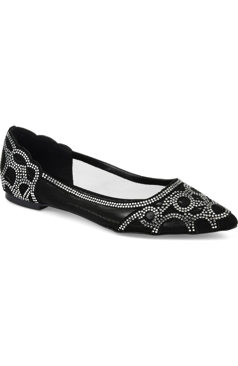 Journee Collection Batavia Rhinestone Flat, Main, color, Black