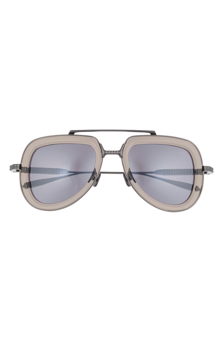 Valentino 50mm Aviator Sunglasses, Main, color, Black Black Grey