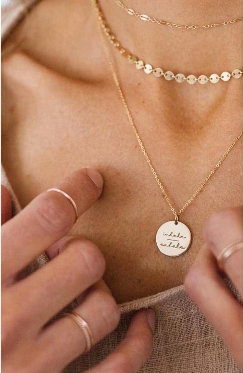 MADE BY MARY Pause Collection Disc Necklace, Alternate, color, Silver - Faith-Fear