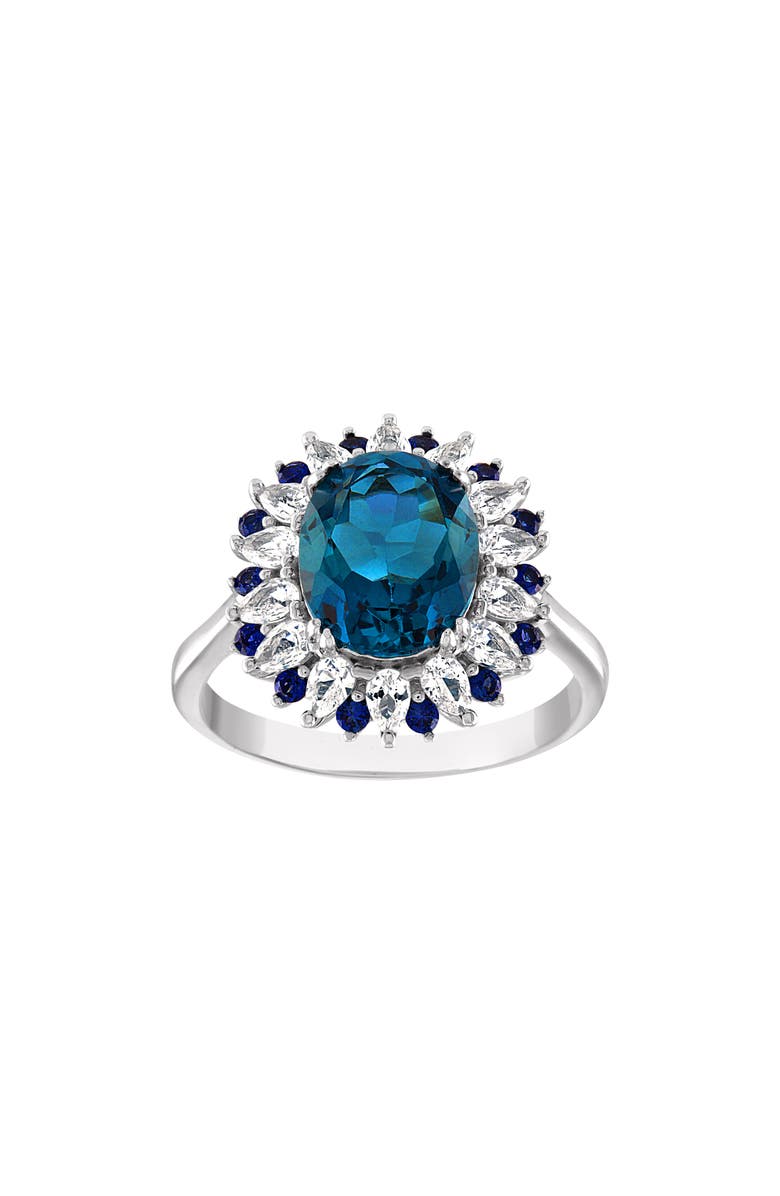 FZN Sterling Silver London Blue Topaz And Created Sapphire Ring, Main, color, Silver/ Blue