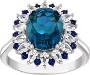 FZN Sterling Silver London Blue Topaz And Created Sapphire Ring
