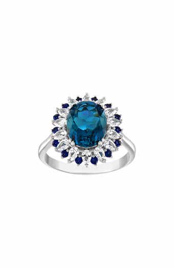 FZN Sterling Silver London Blue Topaz And Created Sapphire Ring