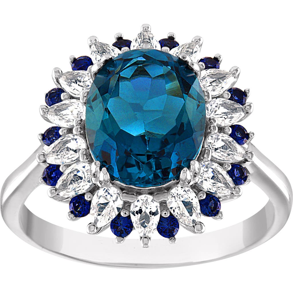 Fzn Sterling Silver London Blue Topaz And Created Sapphire Ring In Multi