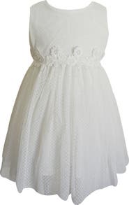 Popatu Dot Floral Lace Tulle Overlay Party Dress