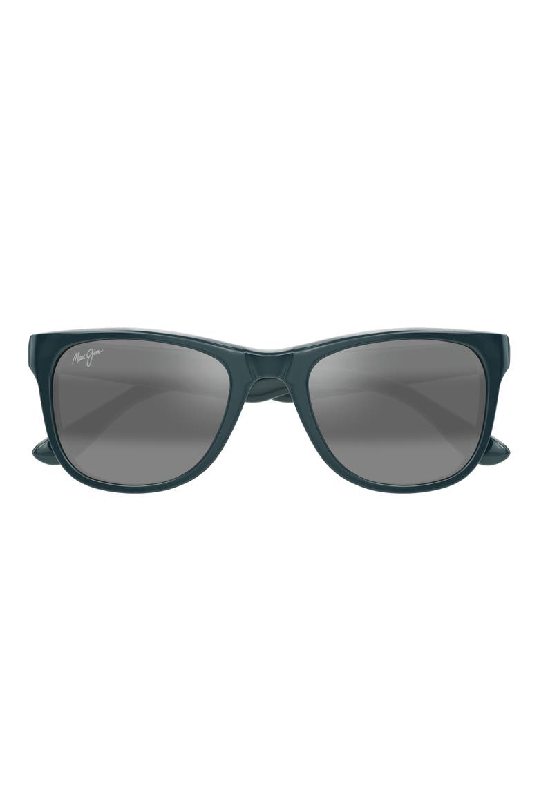 Kikonia XL 53mm Wraparound Rectangular Sunglasses, Main, color, SHINY SOLID GREYISH BLUE/ GREY