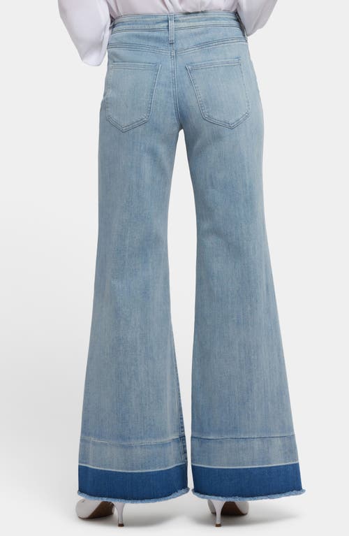 Nydj Mia Frayed Shadow Hem Wide Leg Palazzo Jeans In Blue