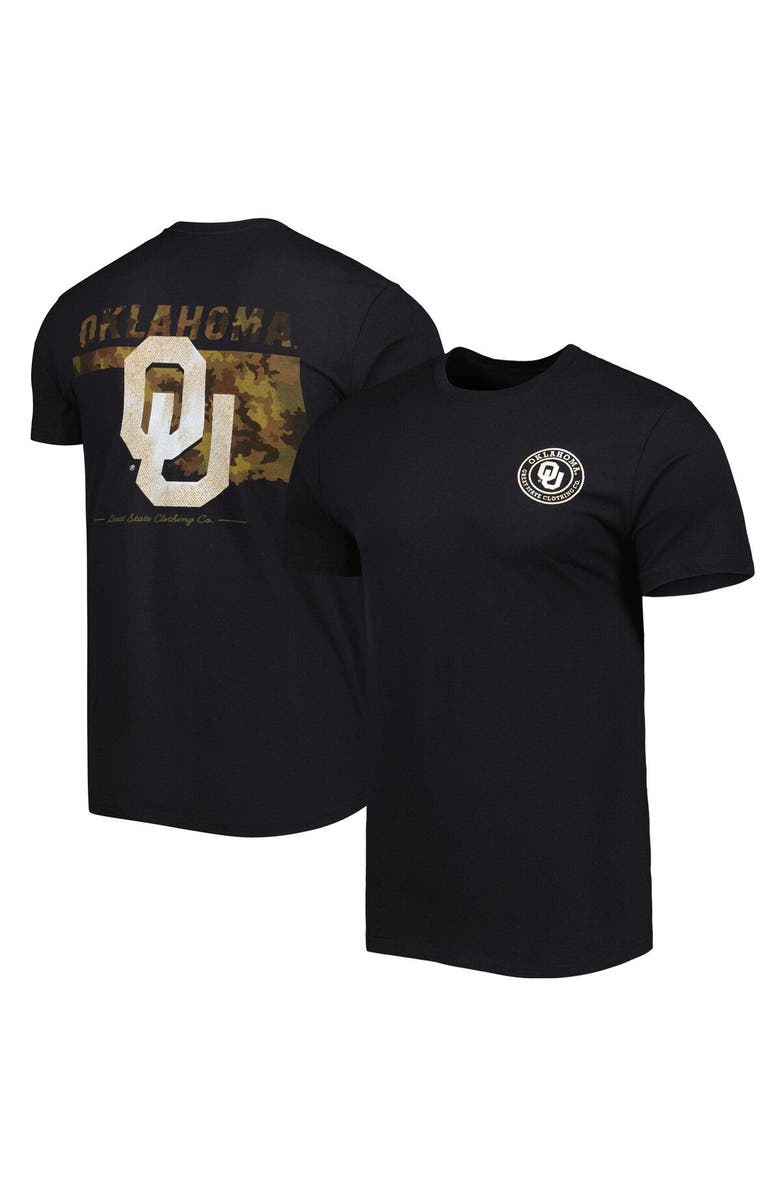 GREAT STATE CLOTHING Men's Black Oklahoma Sooners Camo Flag 2-Hit T-Shirt, Main, color, 