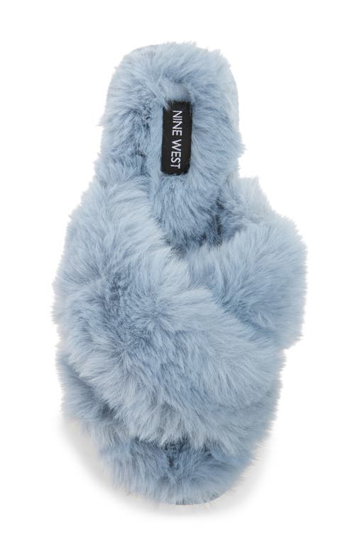Nine West X-band Faux Fur Slipper In Blue