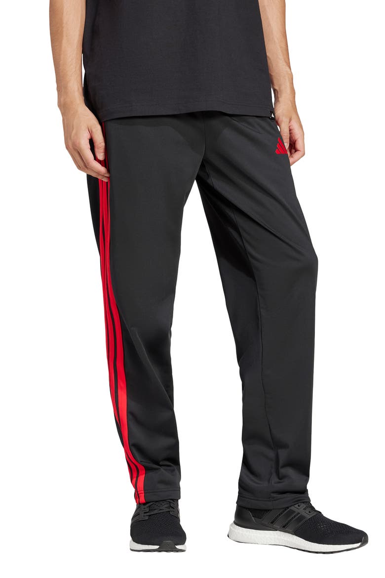 Essentials 3-Stripes Track Pants, Main, color, BLACK/ PURE RUBY