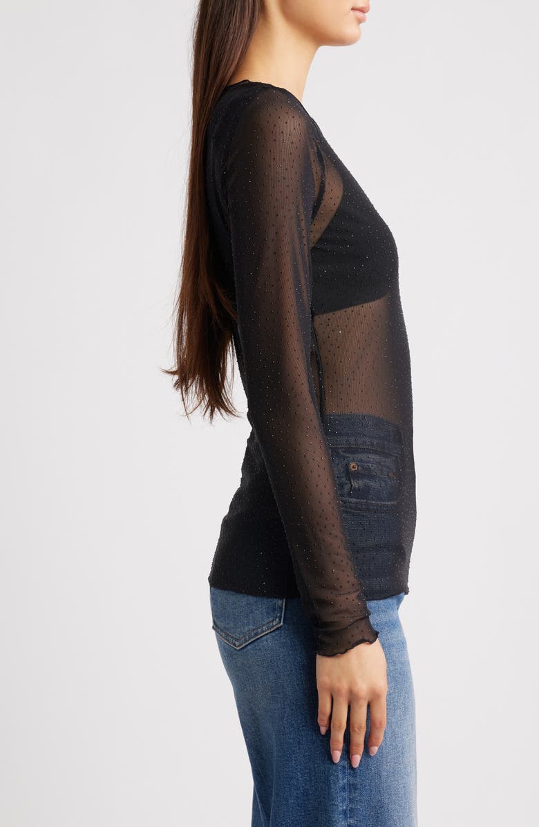 ICHI Ihnoviola Sparkle Mesh Shirt, Alternate, color, Black