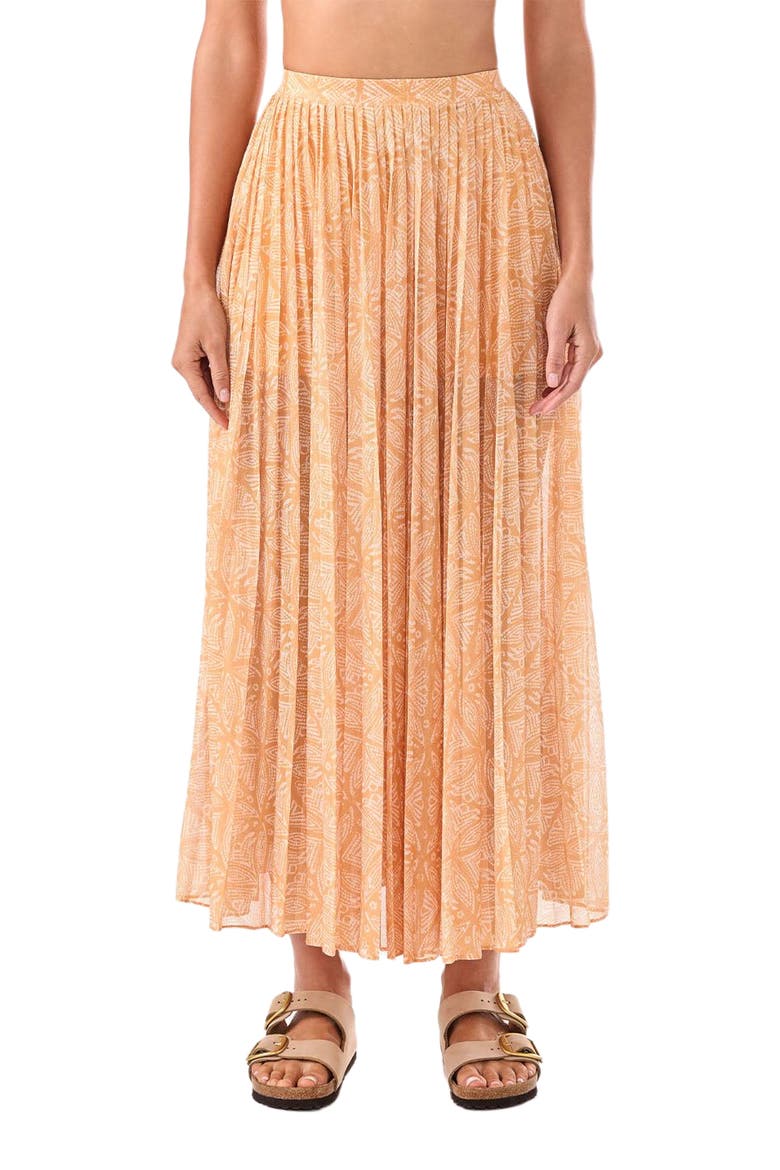 Pleated Active Coverup Skirt, Alternate, color, APRICOT BATIK