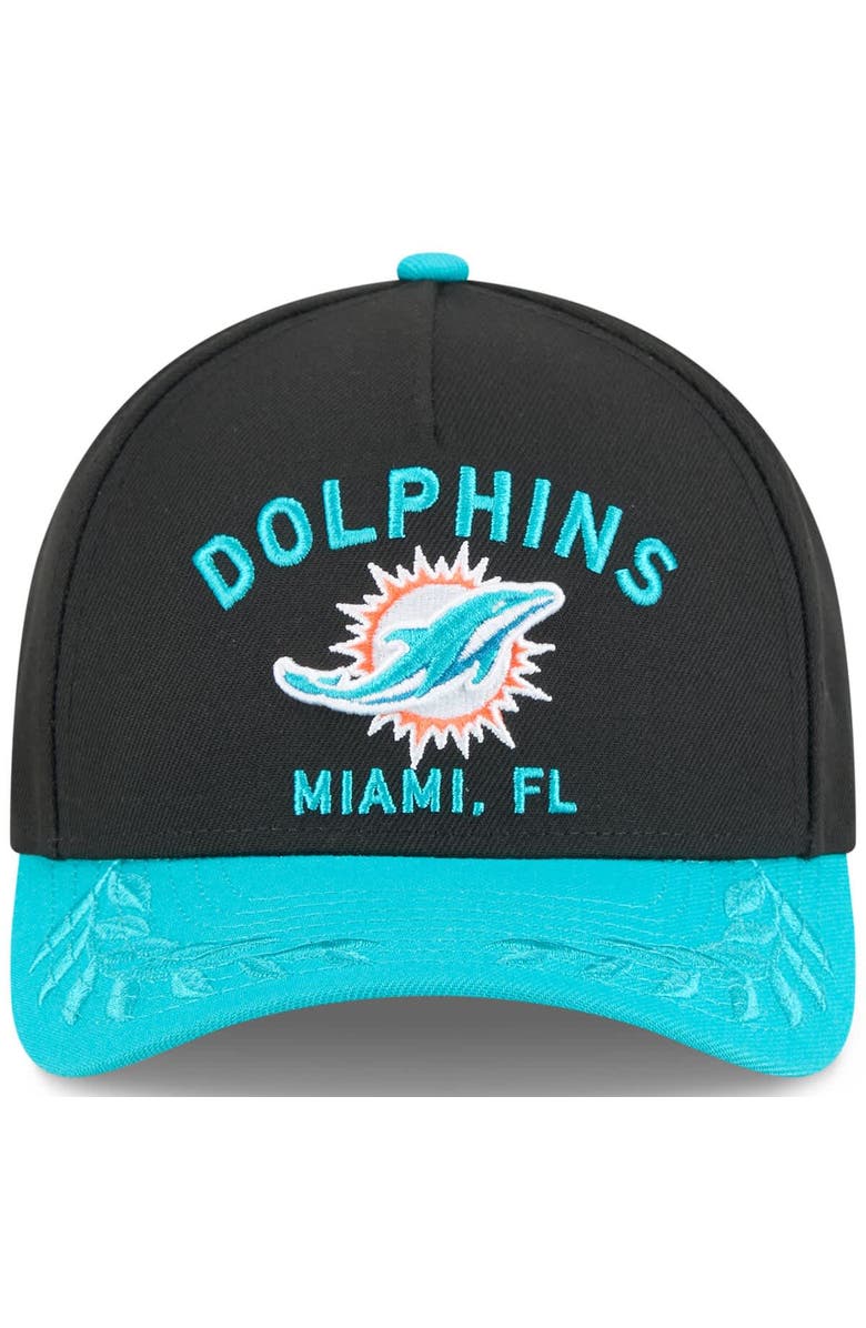 New Era Men's New Era Black/Aqua Miami Dolphins 2025 NFL Draft 9FORTY A-Frame M-Crown Adjustable Hat, Alternate, color, Black