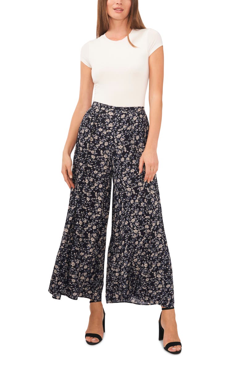 Vince Camuto Overlay Floral Crop Wide Leg Pants, Alternate, color,