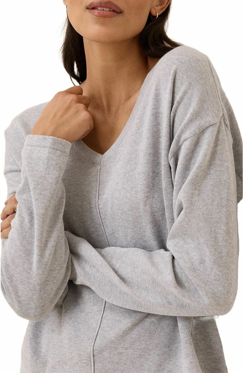 Pact Organic Cotton Classic Fine Knit Relaxed Sweater, Alternate, color, Light Heather Grey