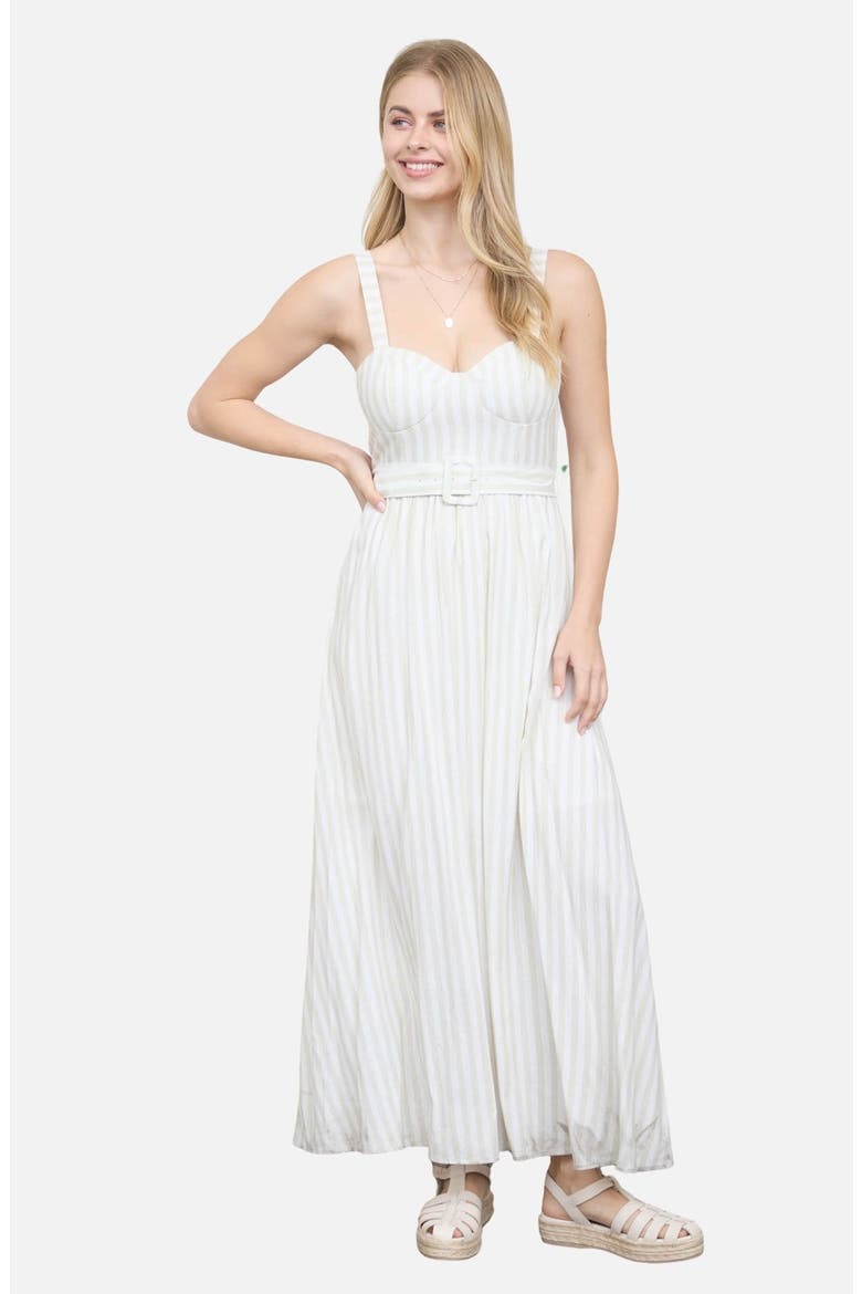 Stripe Sleeveless Dress, Alternate, color, LIGHT OLIVE